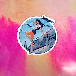 BOMBS AWAY Sexy Pinup Gorgeous Sticker Retro Vintage BomberGirl Ace Pilot